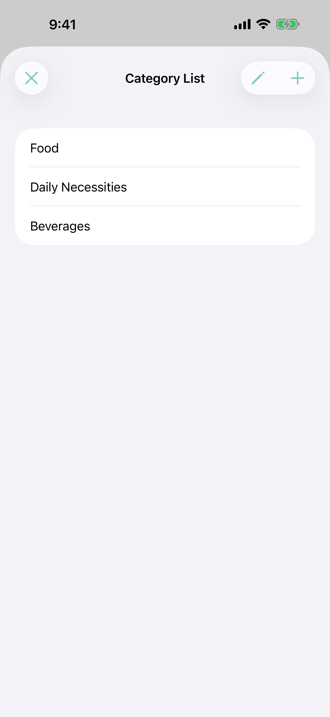 Customize Your Categoriesscreen